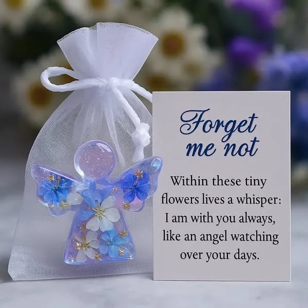 🪽Forget Me Not Dried Flower Angel Keepsake 🎁Timeless Gift for Remembrance, Comfort & Hope