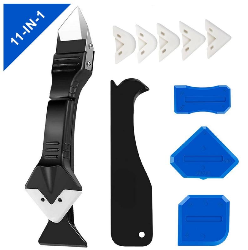 💥LAST DAY SALE 49% OFF 11Pcs Silicone Caulking Tools 3 in1 Grout Removal Tool(Stainless Steelhead)