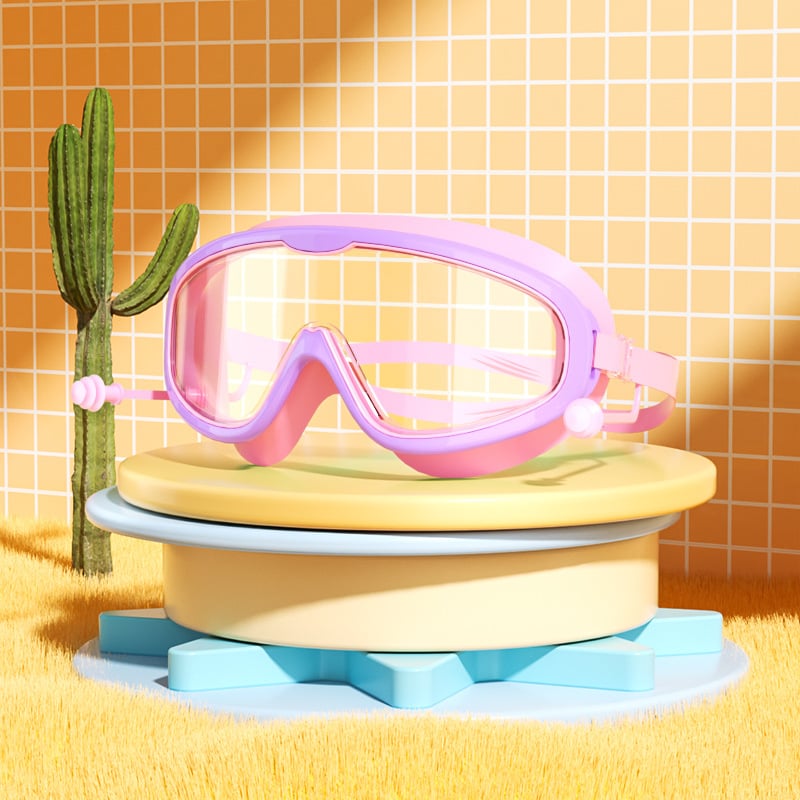 🔥HD children's large frame waterproof and anti-fog swimming goggles
