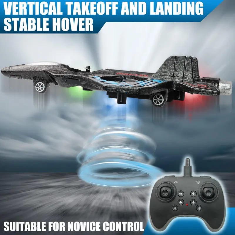 RC Stunt Fighter Jet Toy for Kids with 360° Flips & LED Lights