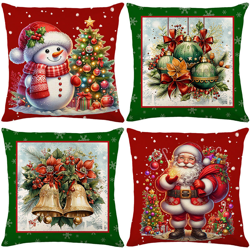 Christmas throw pillow set for home decoration set of four pieces