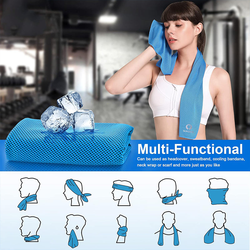 TWS 4 Pack Cooling Towel. Soft Breathable Chilly Microfiber Towel