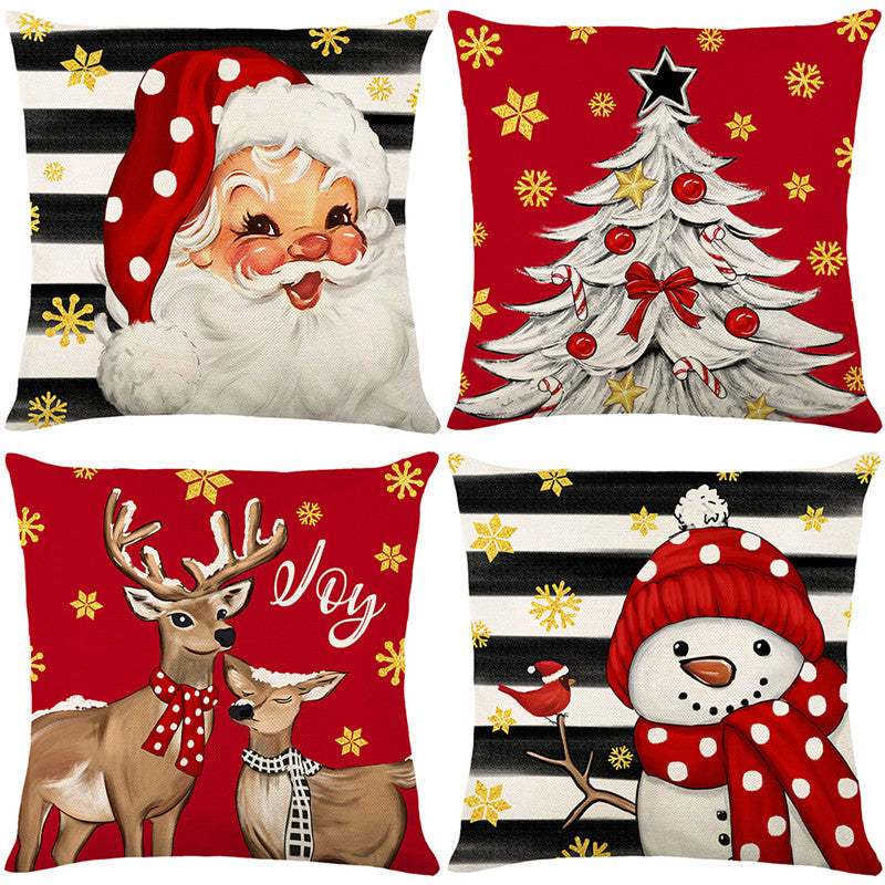 Christmas throw pillow set for home decoration set of four pieces