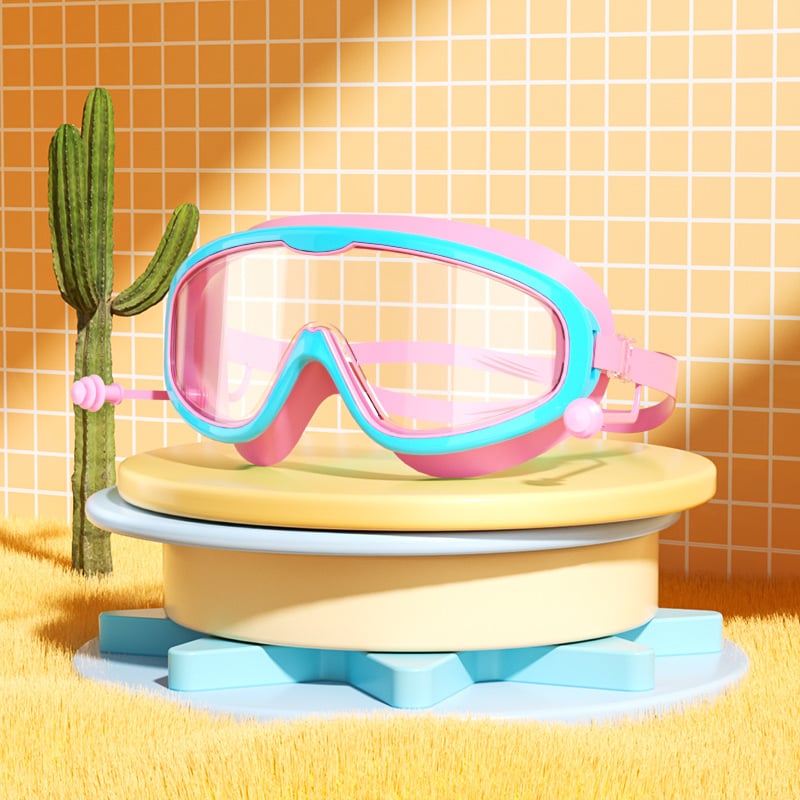 🔥HD children's large frame waterproof and anti-fog swimming goggles
