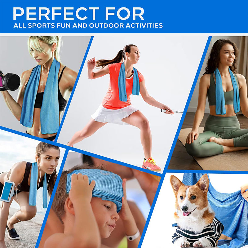 TWS 4 Pack Cooling Towel. Soft Breathable Chilly Microfiber Towel