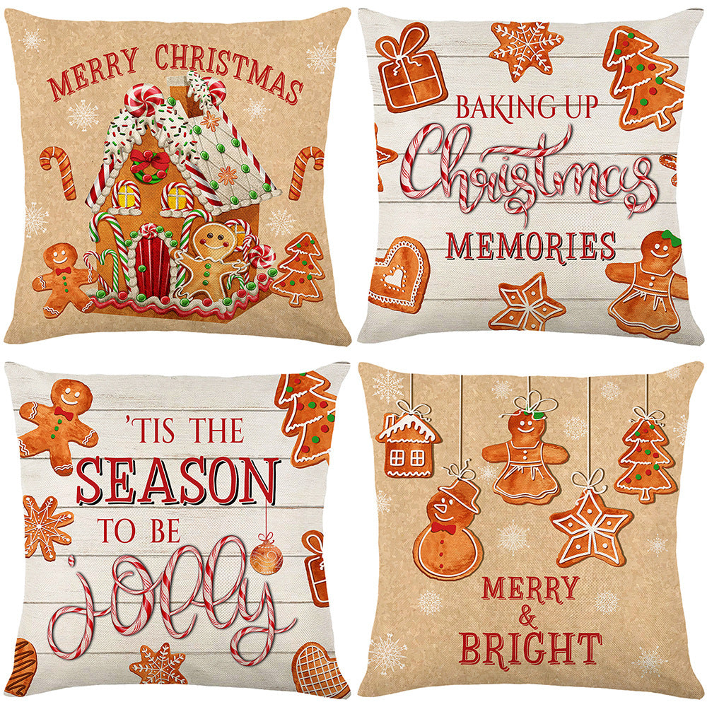 Christmas throw pillow set for home decoration set of four pieces