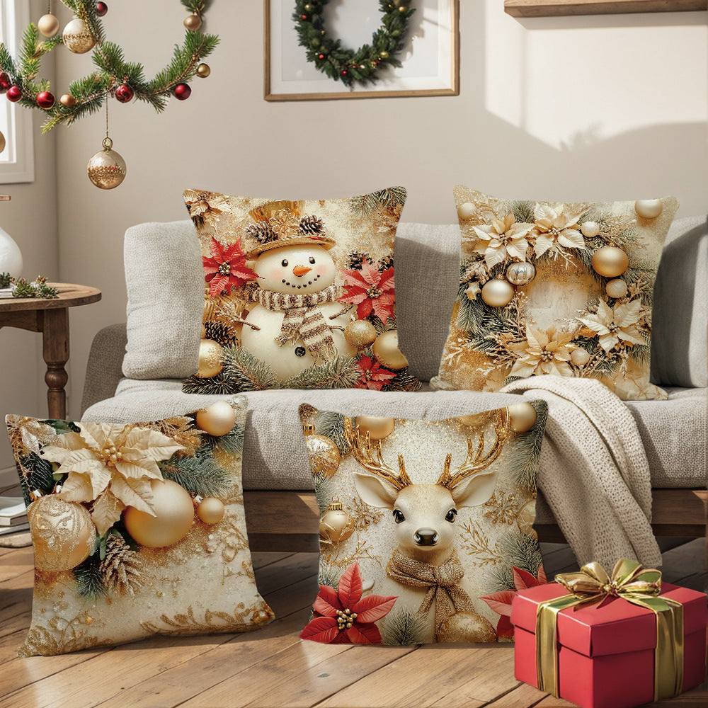 Christmas throw pillow set for home decoration set of four pieces