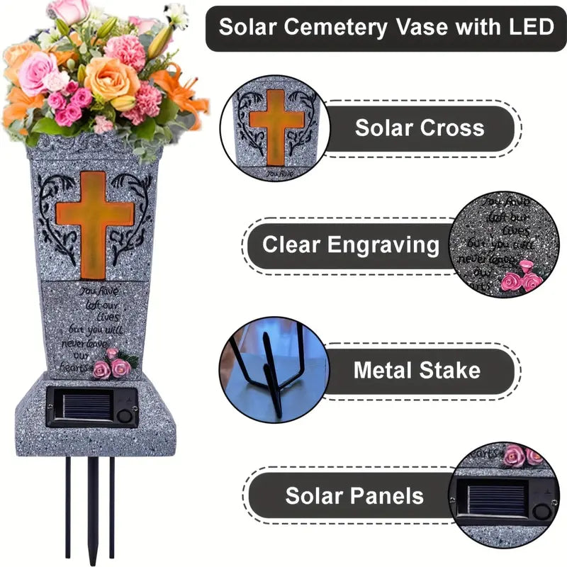 Solar Powered Cross Design Graveyard Decoration