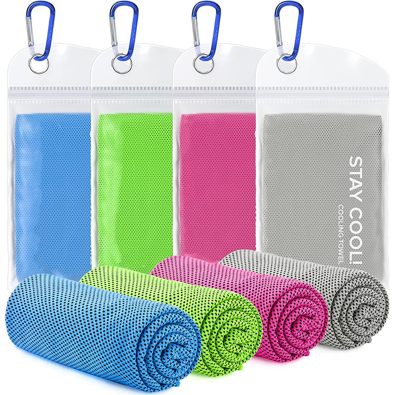 TWS 4 Pack Cooling Towel. Soft Breathable Chilly Microfiber Towel
