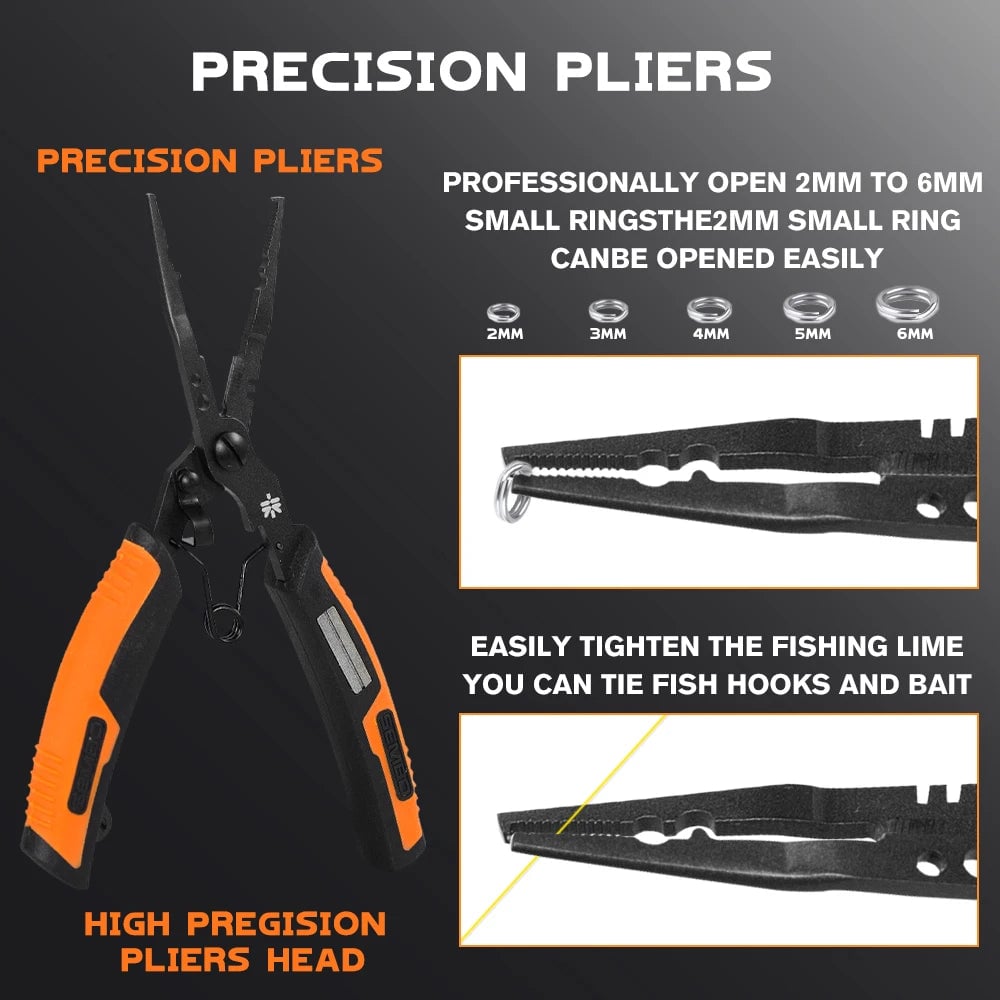 Multifunction Fishing Pliers with Teflon Coating – Split Ring, Hook Removal, and Crimping Tool🎣🔧