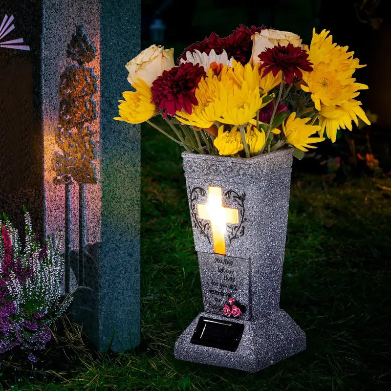 Solar Powered Cross Design Graveyard Decoration
