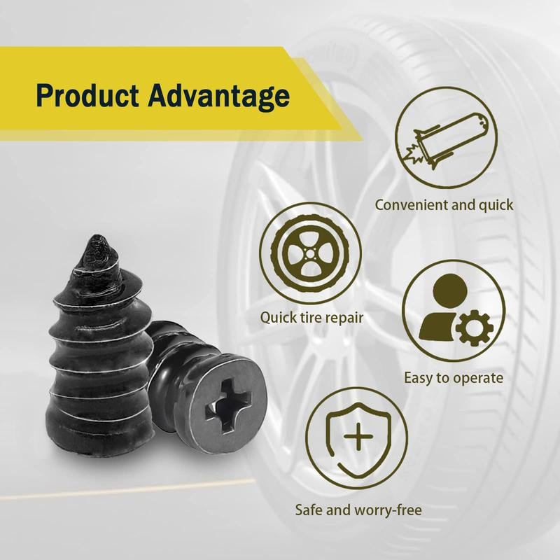 60PCS Tire Repair Rubber Nails Kit with 2 Sizes for Car/Motorcycle/Truck/Tractor