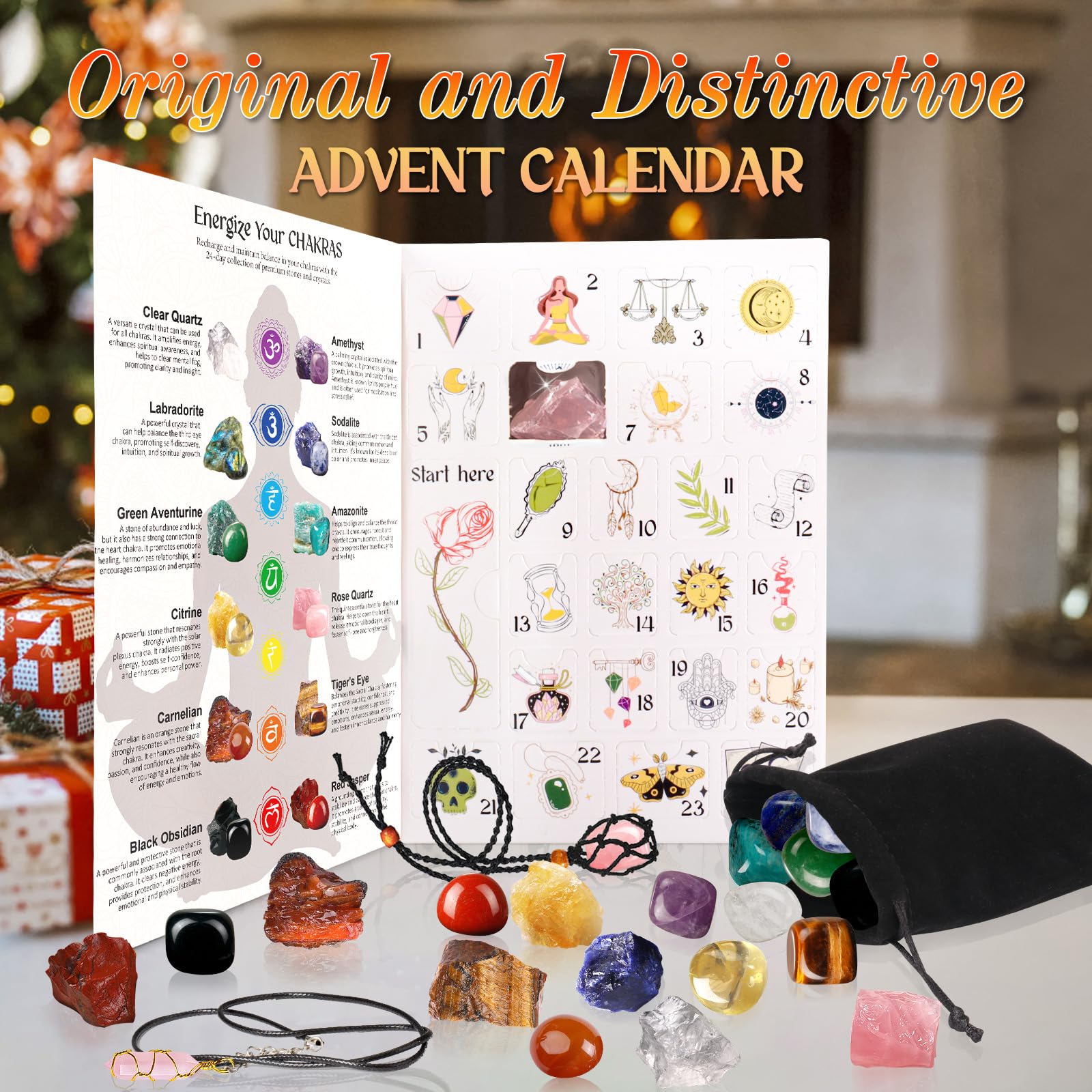 Crystals Advent Calendar 2025 & 💎Adult-24 Days Chakra Crystals&Healing Stones