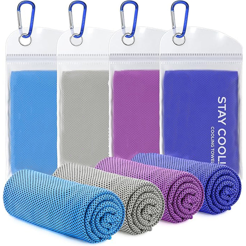 TWS 4 Pack Cooling Towel. Soft Breathable Chilly Microfiber Towel