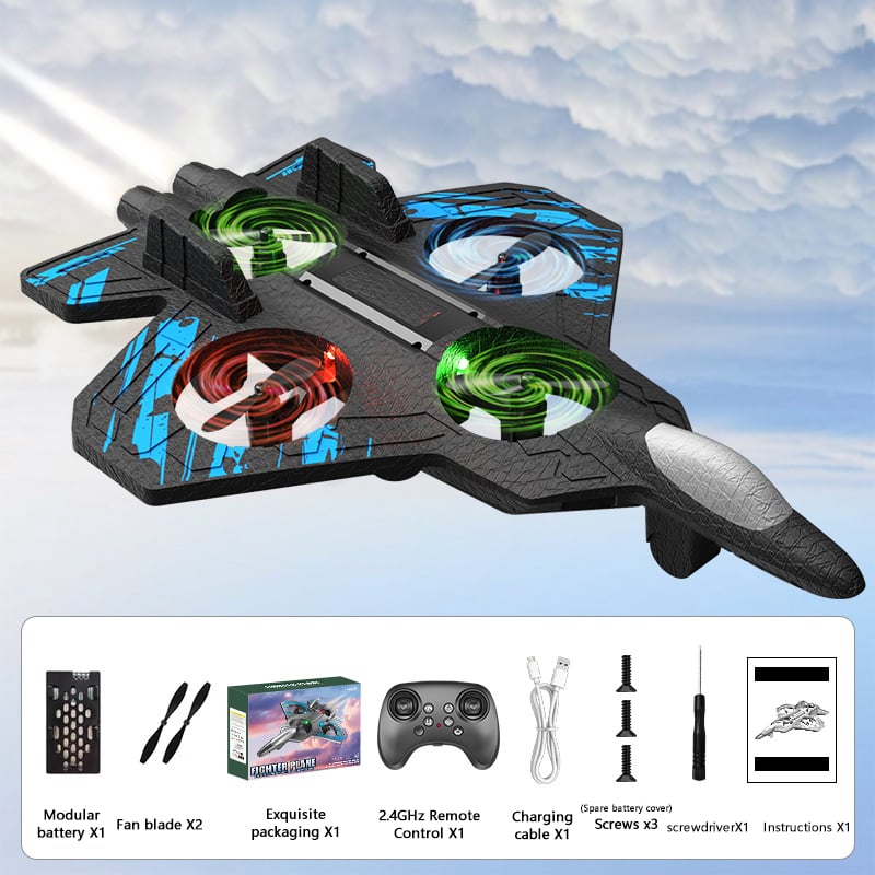 RC Stunt Fighter Jet Toy for Kids with 360° Flips & LED Lights