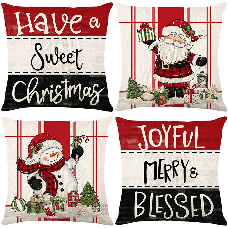 Christmas throw pillow set for home decoration set of four pieces