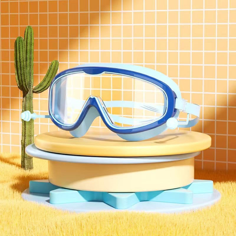 🔥HD children's large frame waterproof and anti-fog swimming goggles