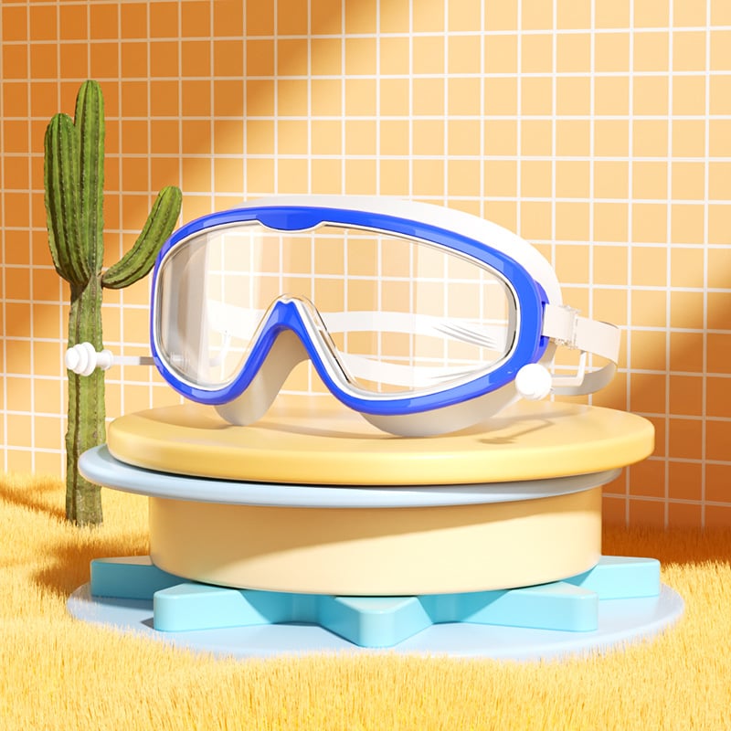 🔥HD children's large frame waterproof and anti-fog swimming goggles