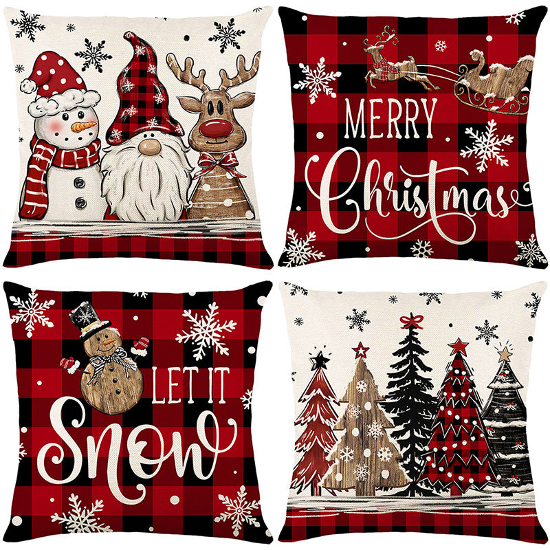 Christmas throw pillow set for home decoration set of four pieces