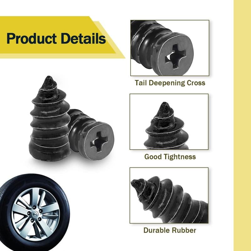 60PCS Tire Repair Rubber Nails Kit with 2 Sizes for Car/Motorcycle/Truck/Tractor