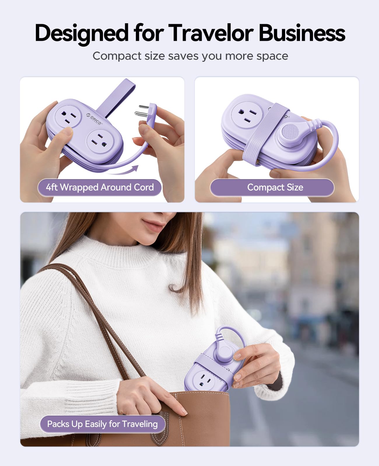 4FT Travel Power Strip with 4 AC Outlets