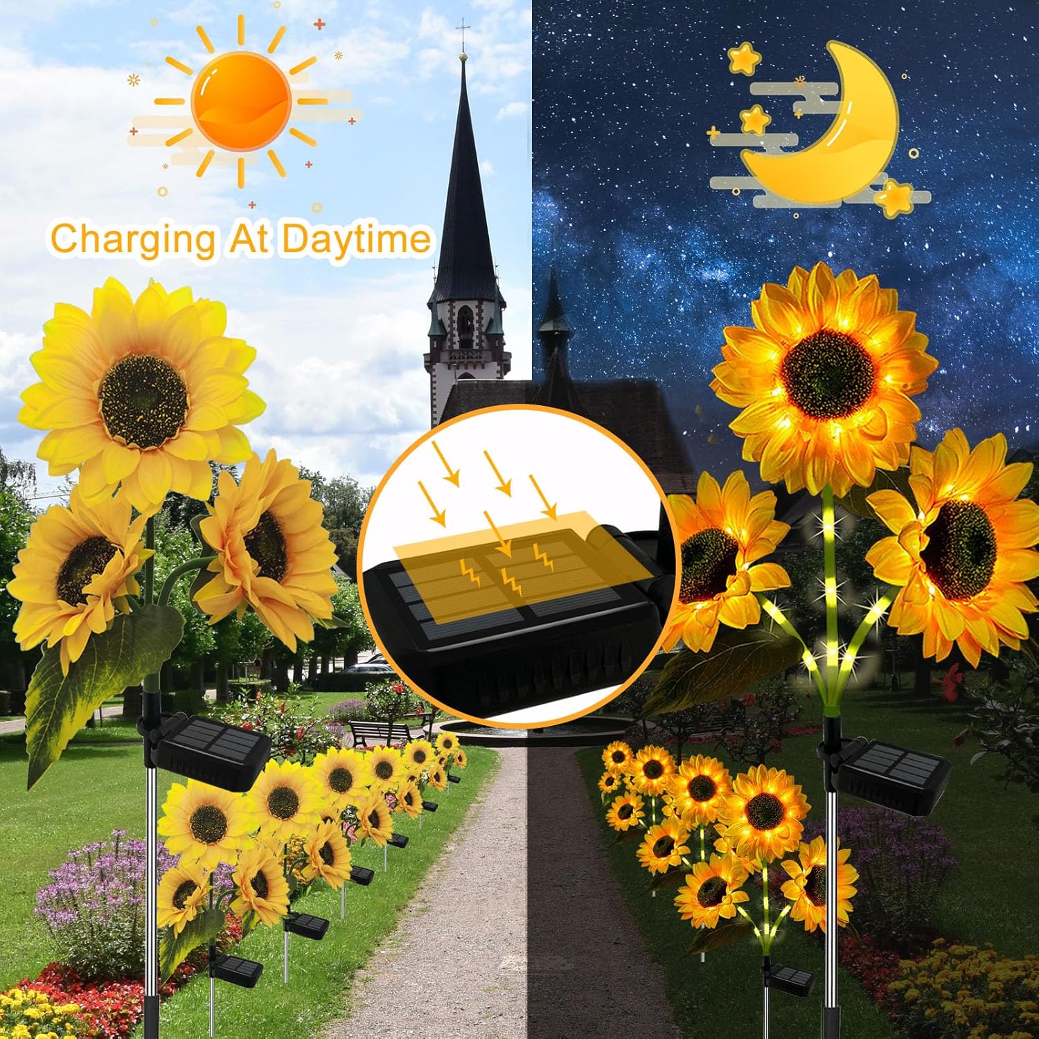 Solar Powered Sunflower Lights