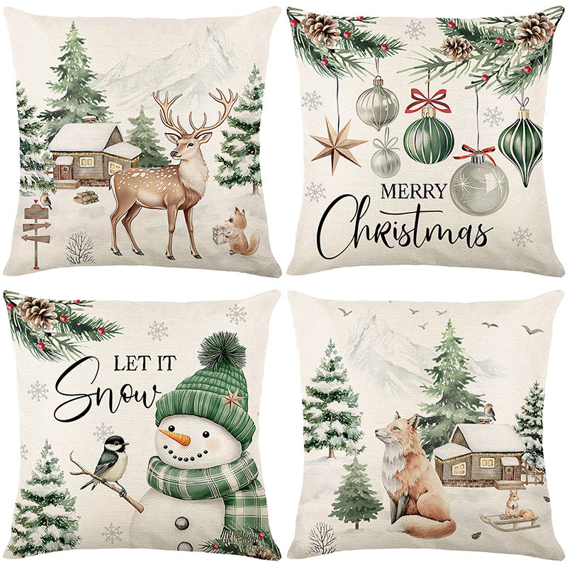 Christmas throw pillow set for home decoration set of four pieces