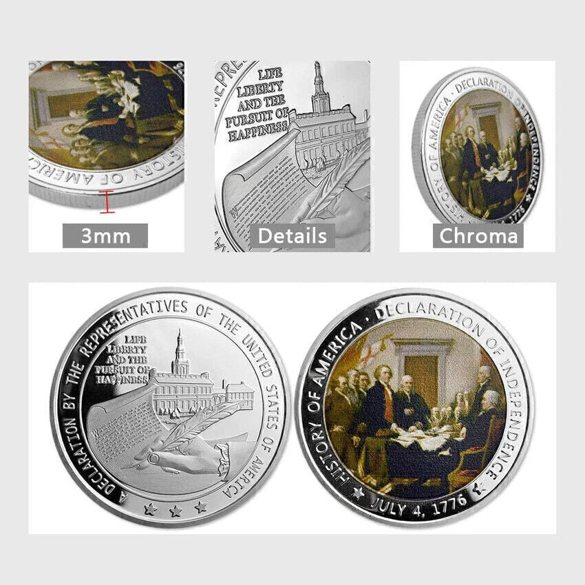 (Declaration of Independence Coin) - US Military Challenge Coin Presidential 1776 Declaration of Independence Commemorative Coin