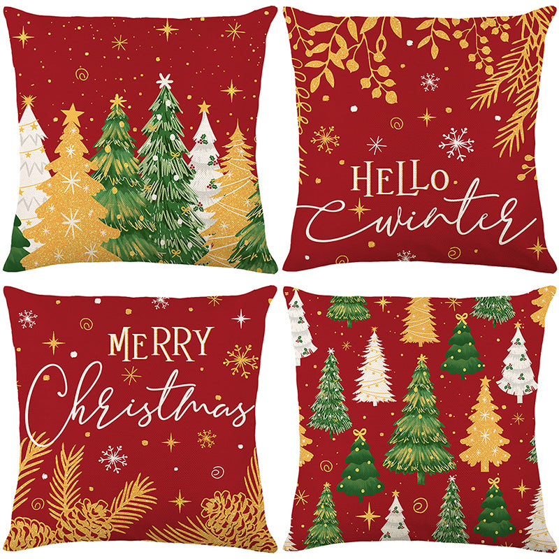 Christmas throw pillow set for home decoration set of four pieces