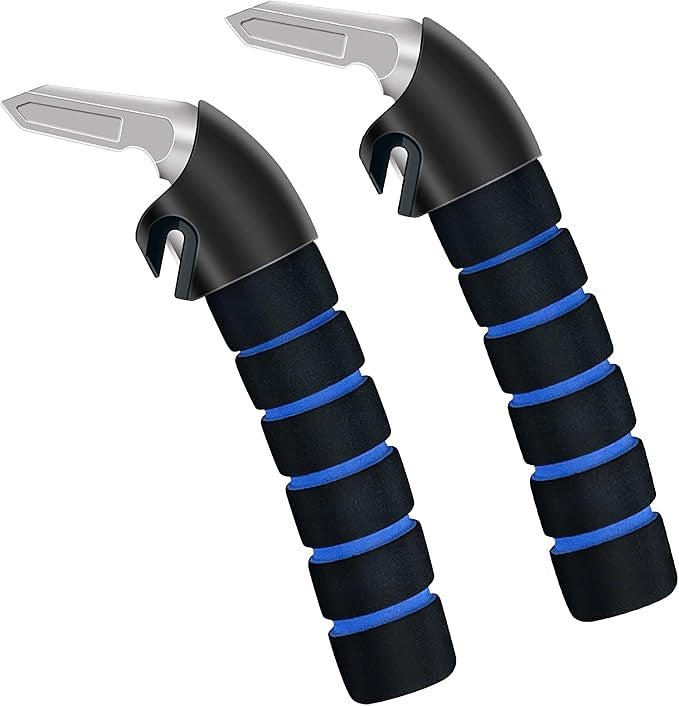 An automotive door handle support device suitable for the elderly, featuring multiple functions