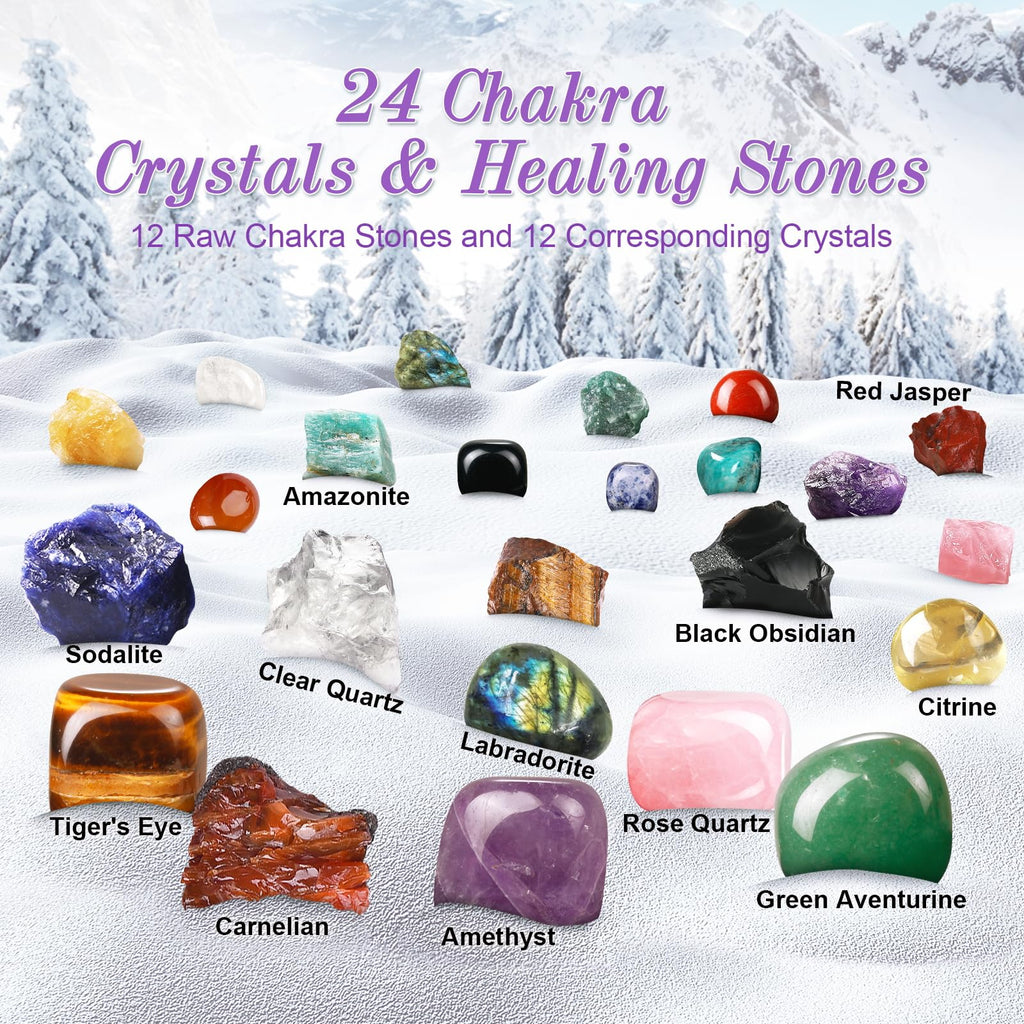 Crystals Advent Calendar 2025 & 💎Adult-24 Days Chakra Crystals&Healing Stones