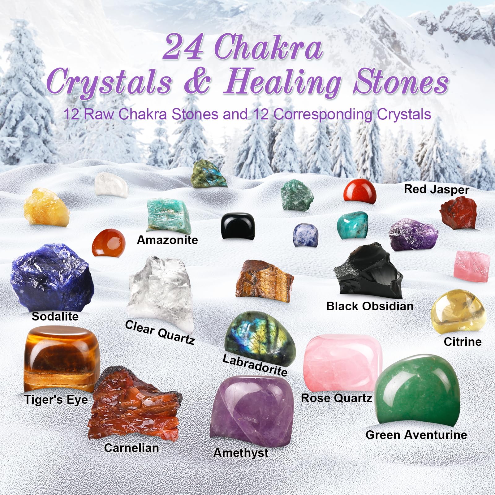 Crystals Advent Calendar 2025 & 💎Adult-24 Days Chakra Crystals&Healing Stones