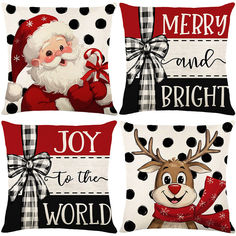 Christmas throw pillow set for home decoration set of four pieces