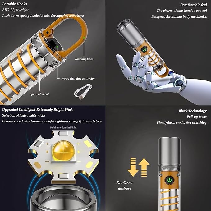 🔦100,000 High-Lumen Rechargeable LED Flashlight - Waterproof + 6 Modes