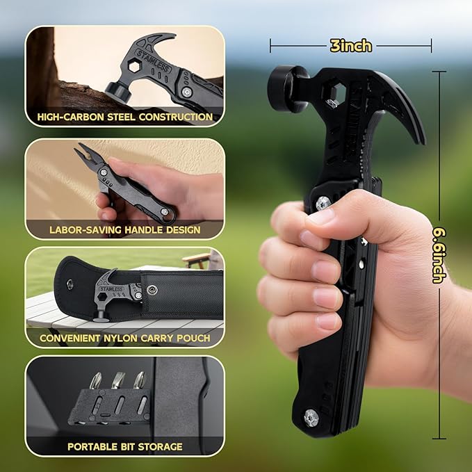 Multi-Functional Safety Hammer Multitool – 15-in-1