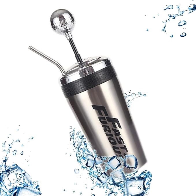 Fast and Furious 10 Water Cup, Feel Real Experience The Feeling of Manipulati on Sense, Shift Lever Style Cups with Straw and Lid,Stainless Steel Cup