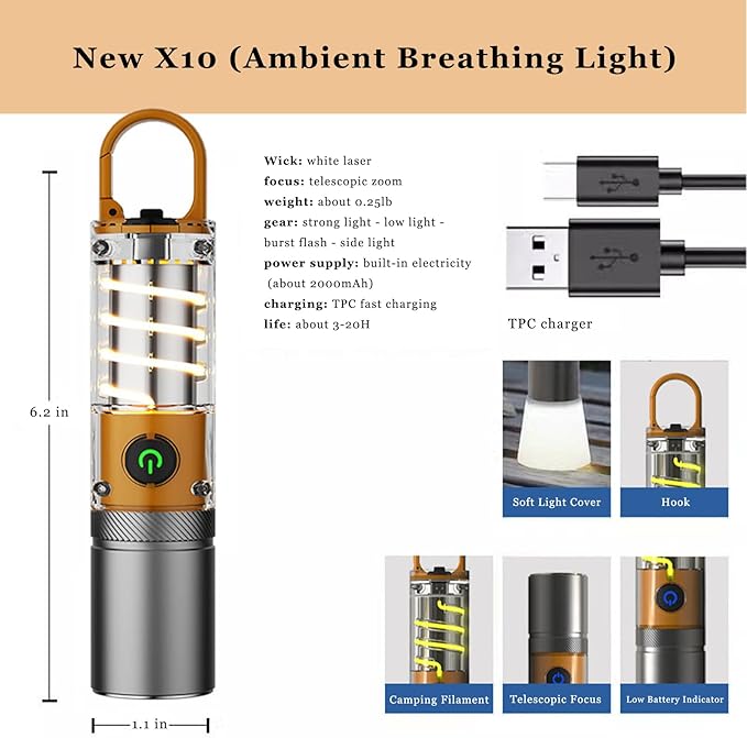 🔦100,000 High-Lumen Rechargeable LED Flashlight - Waterproof + 6 Modes