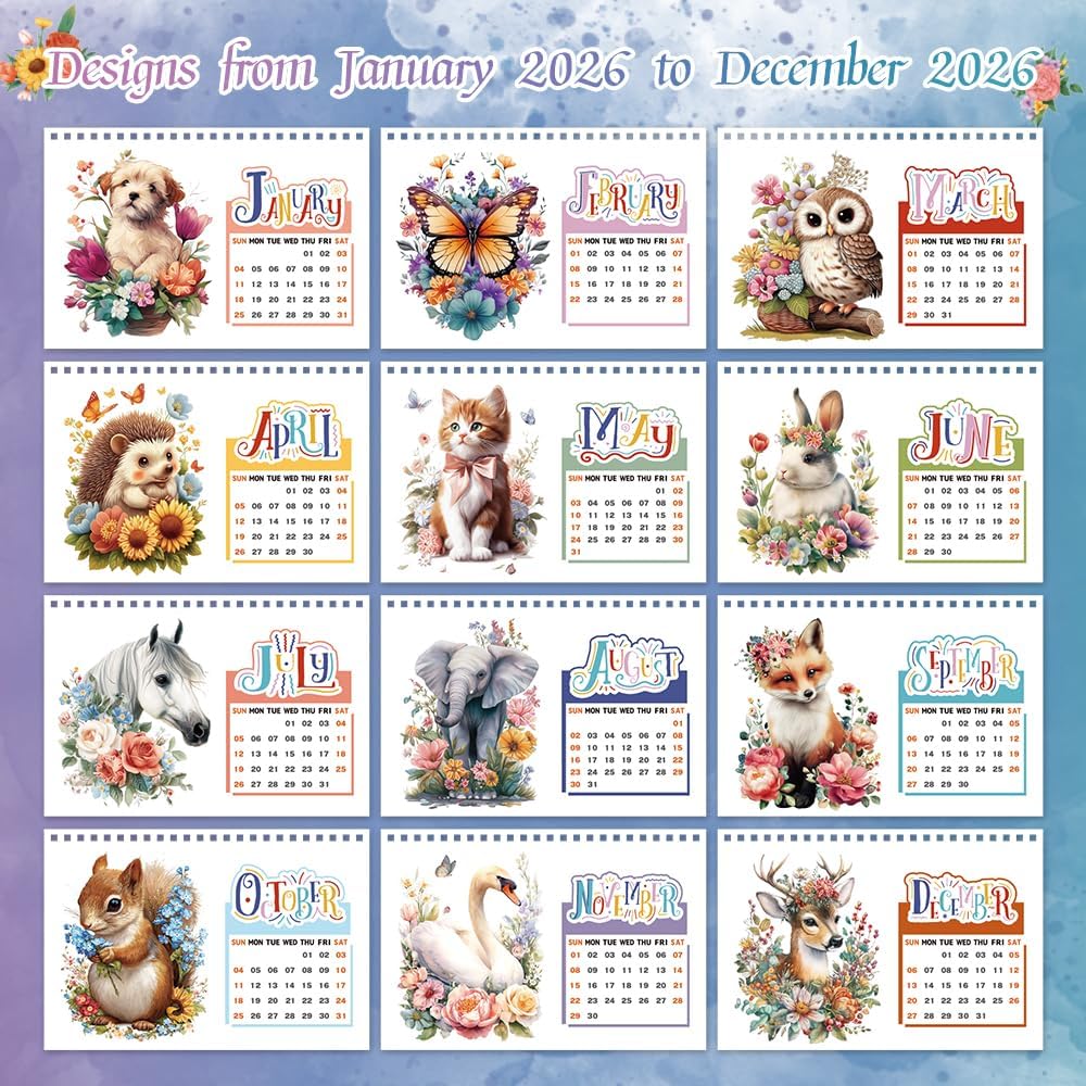 2026 DIY Diamond Animal-Themed Calendar