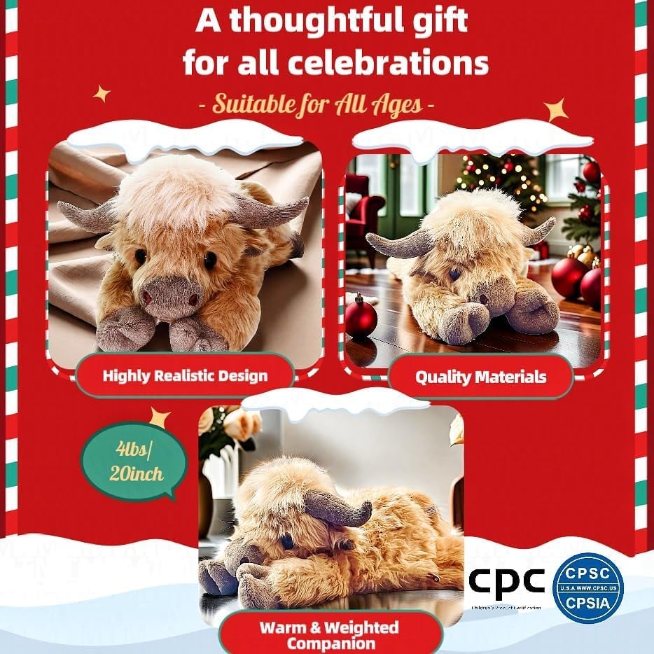 🎁Early Christmas Sale 50% OFF🎄Cute Cartoon Highland Cow Cuddly Toy