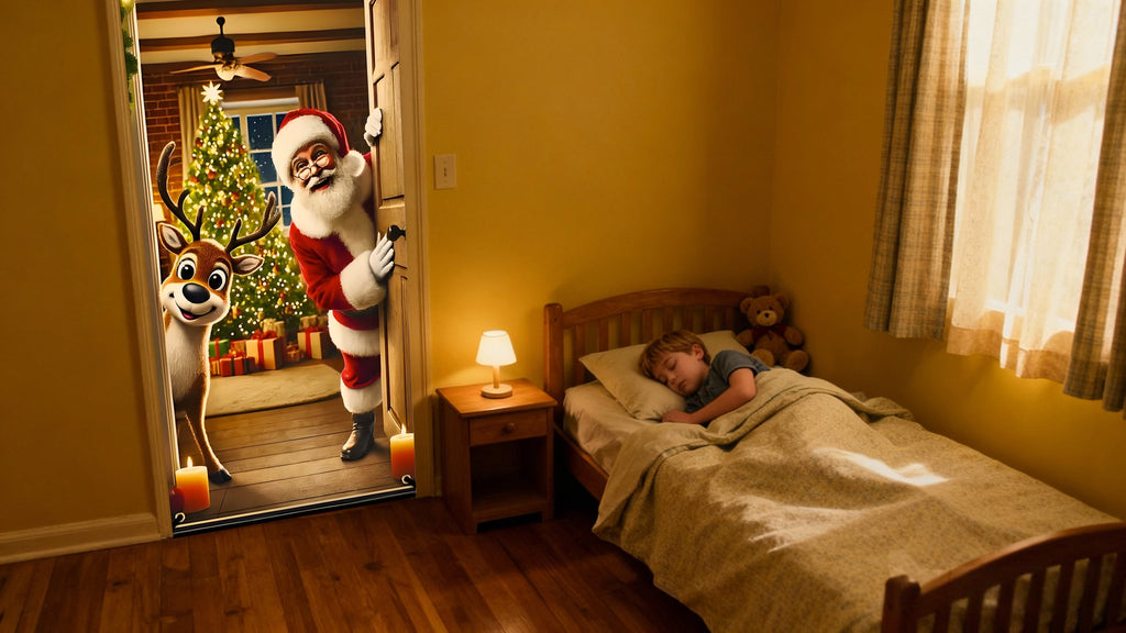 Santa Claus Door Frame Banner - Merry Christmas & Happy New Year Polyester Decoration, 70x35 inches,Suitable for Bedrooms and Doors