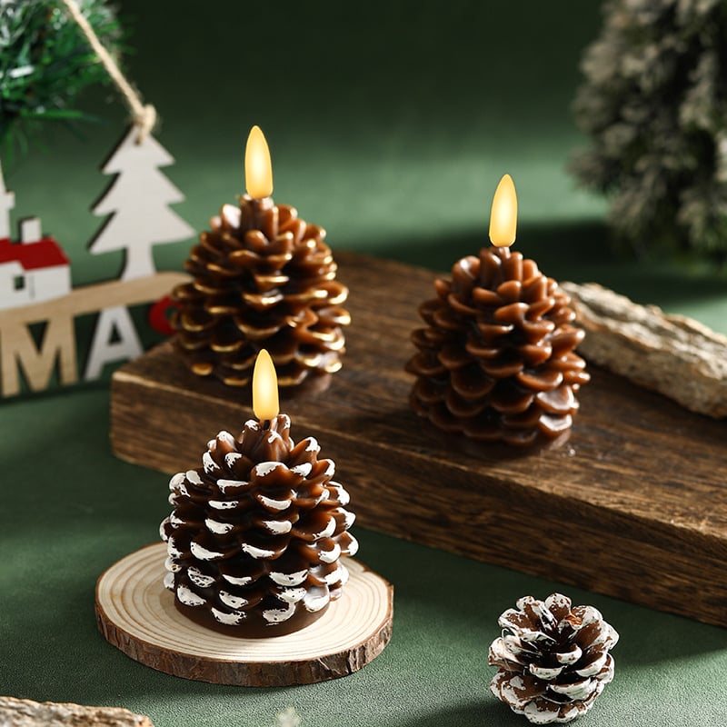 🔥Hot Sale Buy 2 Get 1 Free ✨Flameless Pinecone Candles Battery Operated