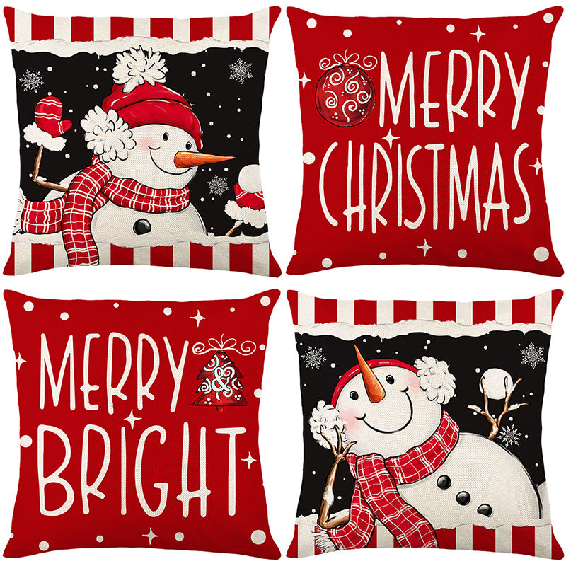 Christmas throw pillow set for home decoration set of four pieces