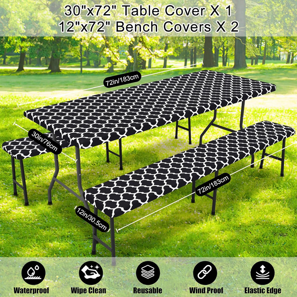 Outdoor courtyard waterproof, oil-proof and stain-proof tablecloth three-piece set