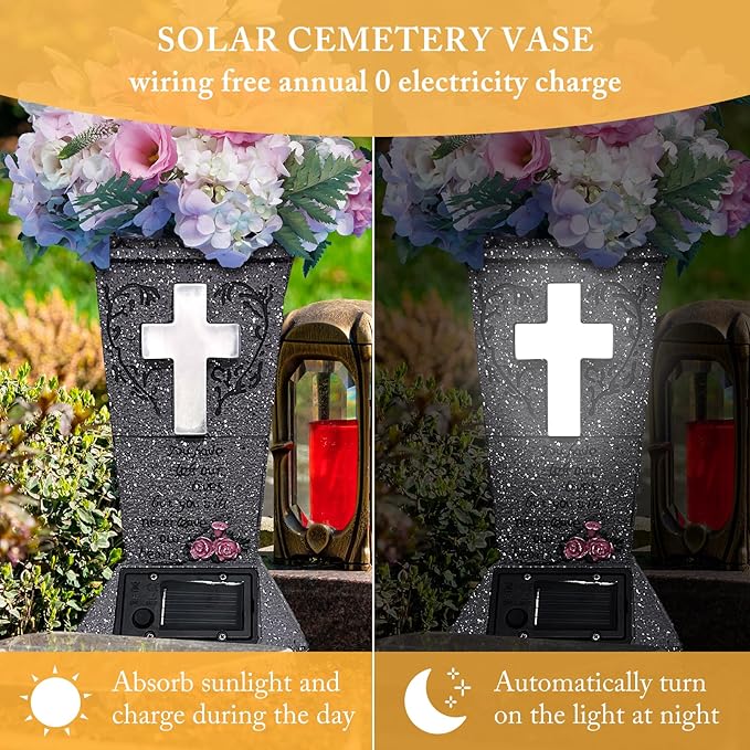 Solar Powered Cross Design Graveyard Decoration