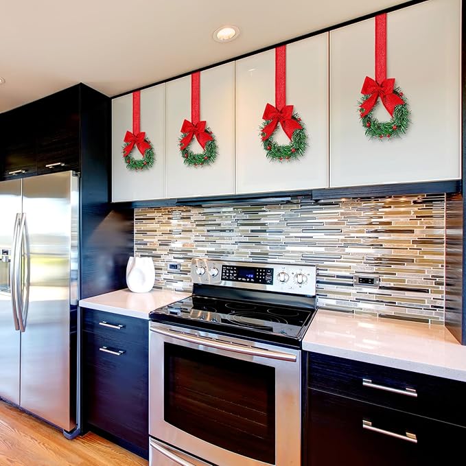 Christmas garland with ribbon and bow decorations