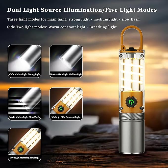 🔦100,000 High-Lumen Rechargeable LED Flashlight - Waterproof + 6 Modes