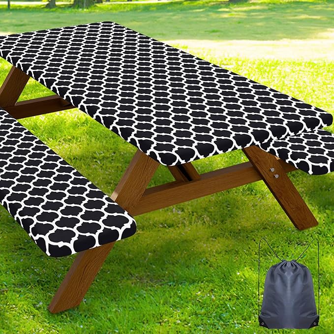 Outdoor courtyard waterproof, oil-proof and stain-proof tablecloth three-piece set