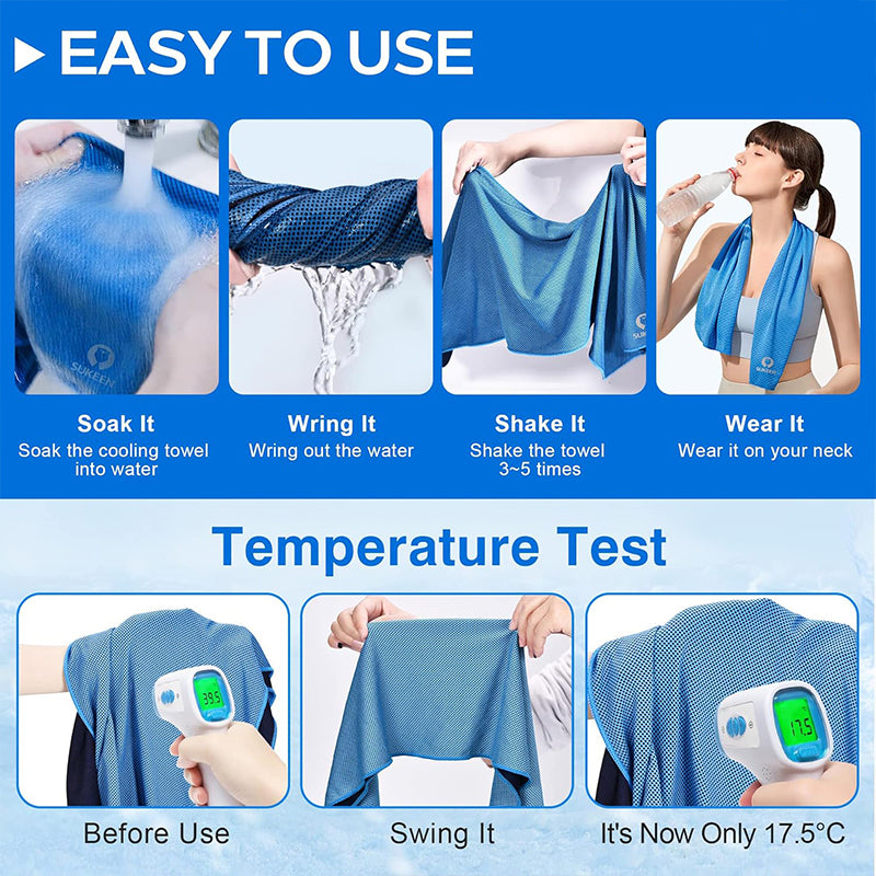 TWS 4 Pack Cooling Towel. Soft Breathable Chilly Microfiber Towel
