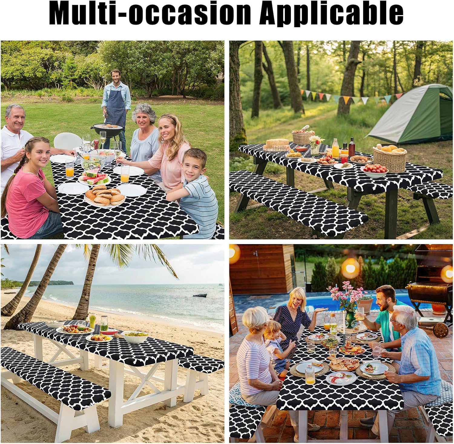 Outdoor courtyard waterproof, oil-proof and stain-proof tablecloth three-piece set