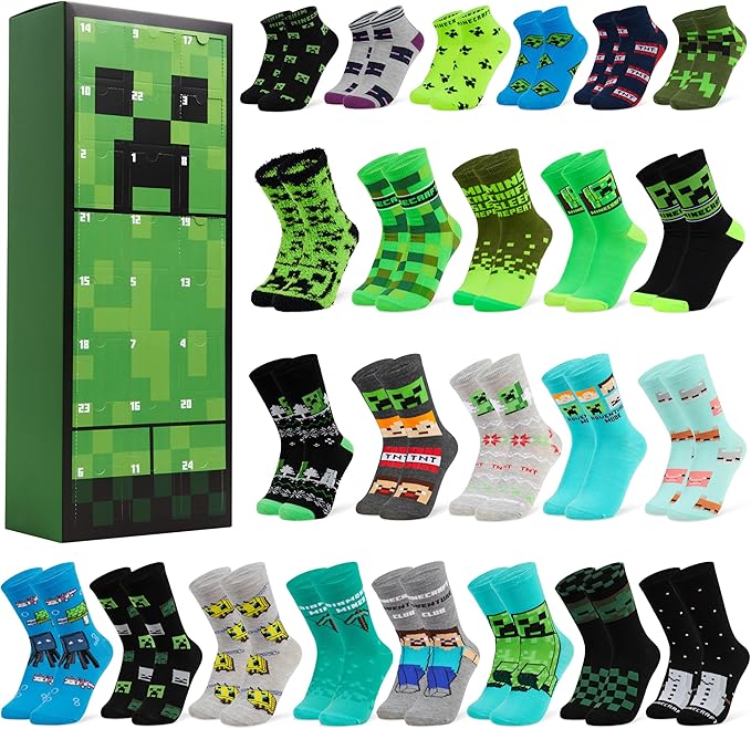 Minecraft Christmas Advent Calendar - 24 Pairs of Stockings